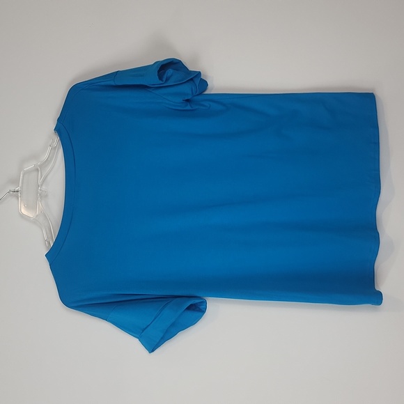 MIHOLL. Turquoise Blue V-Neck Cuffed Short Sleeve Tee Shirt - L - Picture 5 of 8